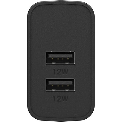 USB-A Dual Port Wall Charger, 24W Combined