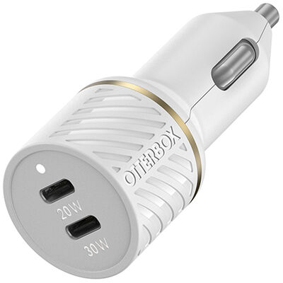 USB-C Fast Charge Dual Port Car Charger, 50W Combined